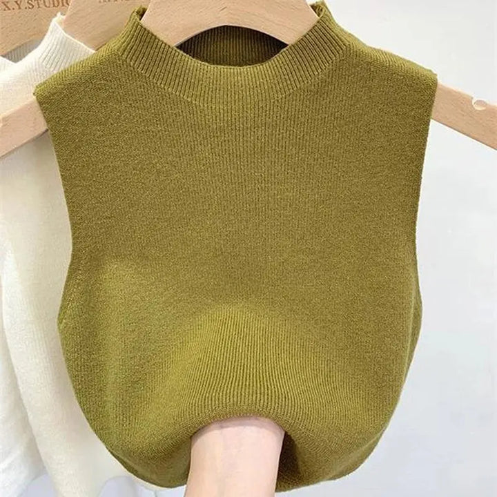 CALORA_ Casual Mouwloze Gebreide Turtleneck top voor Vrouwen