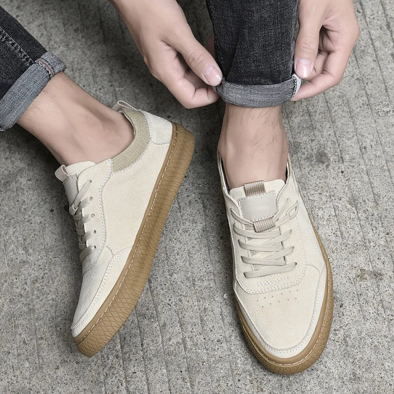CALORA_ Casual Suède Sneakers met Textuur Zool