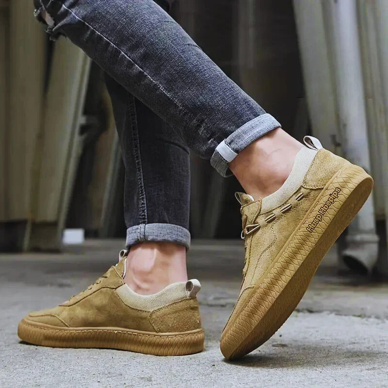 CALORA_ Casual Suède Sneakers met Textuur Zool