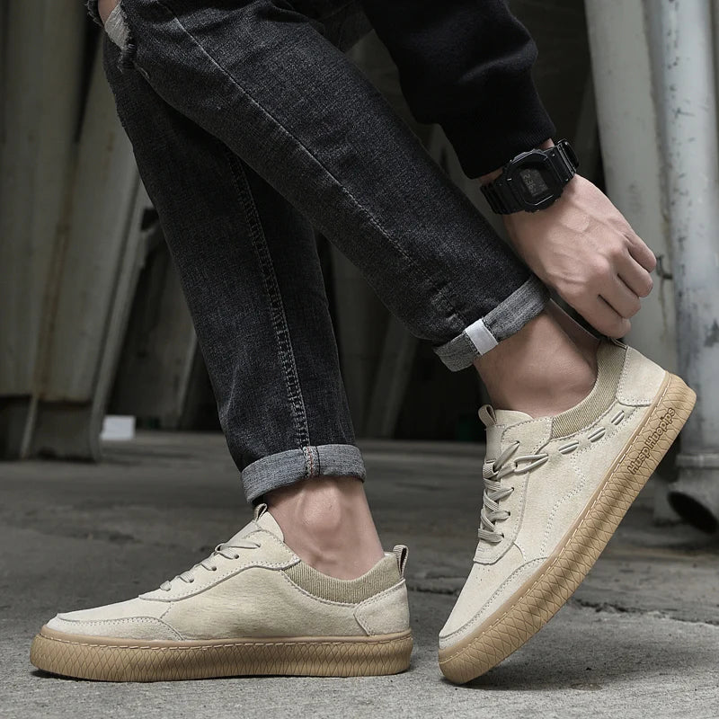 CALORA_ Casual Suède Sneakers met Textuur Zool