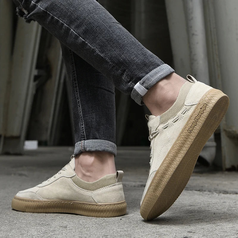 CALORA_ Casual Suède Sneakers met Textuur Zool