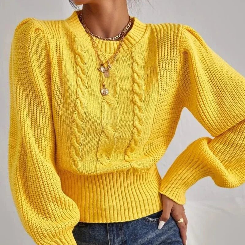 CALORA_ Casual Trui met lantaarnmouwen en twist voor dames