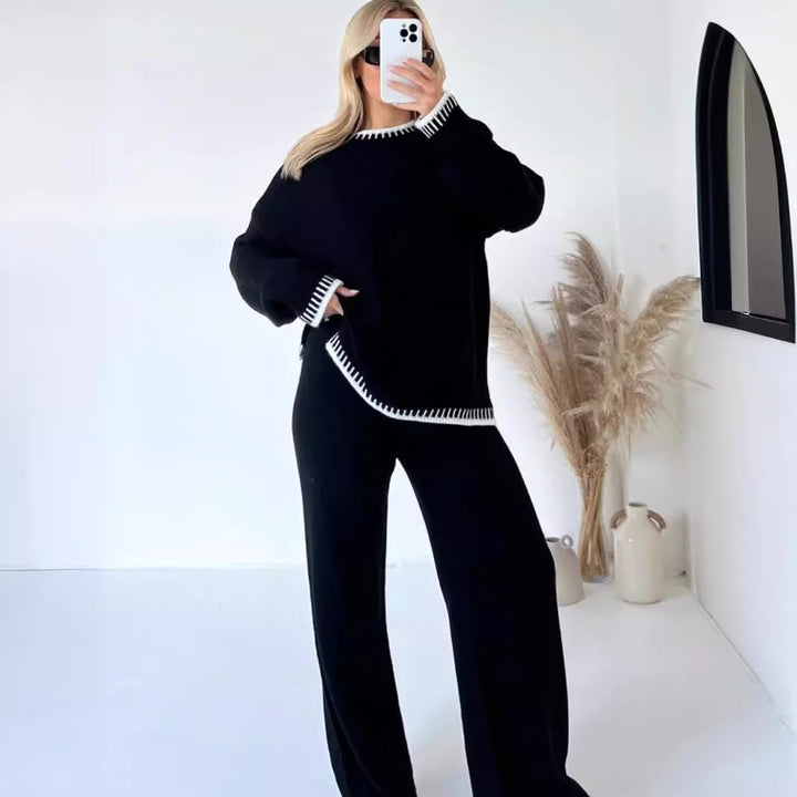 CALORA_ Casual Tweedelige Set met Lange Mouwen van Zachte Viscose