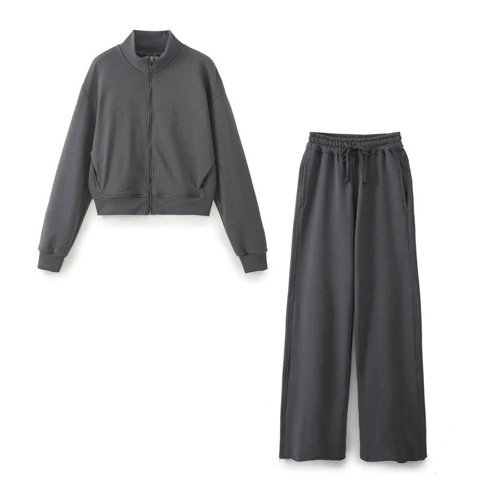 CALORA_ Casual Vrouwen Bomberjas en Broek Joggingspak Set