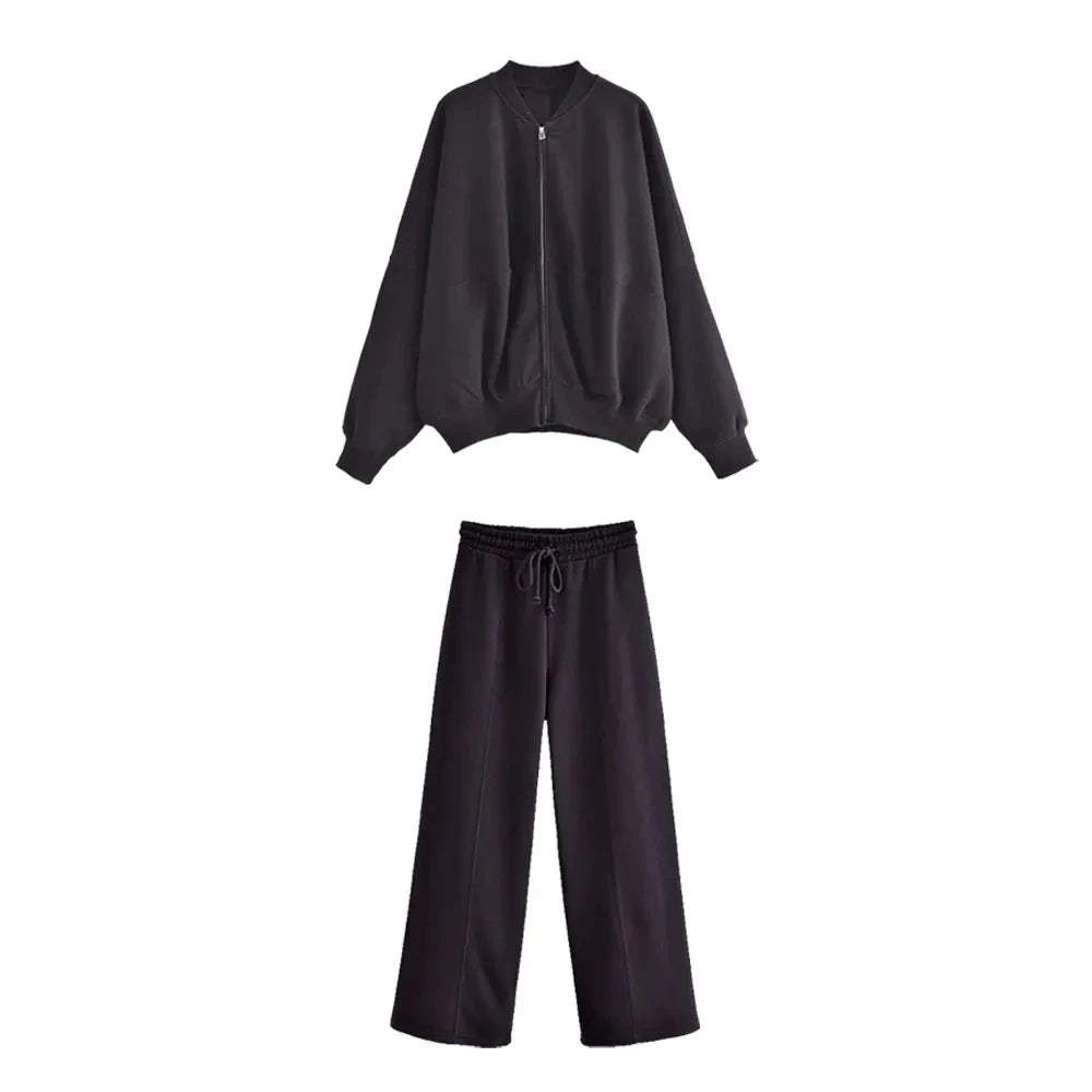 CALORA_ Casual Vrouwen Bomberjas en Broek Joggingspak Set