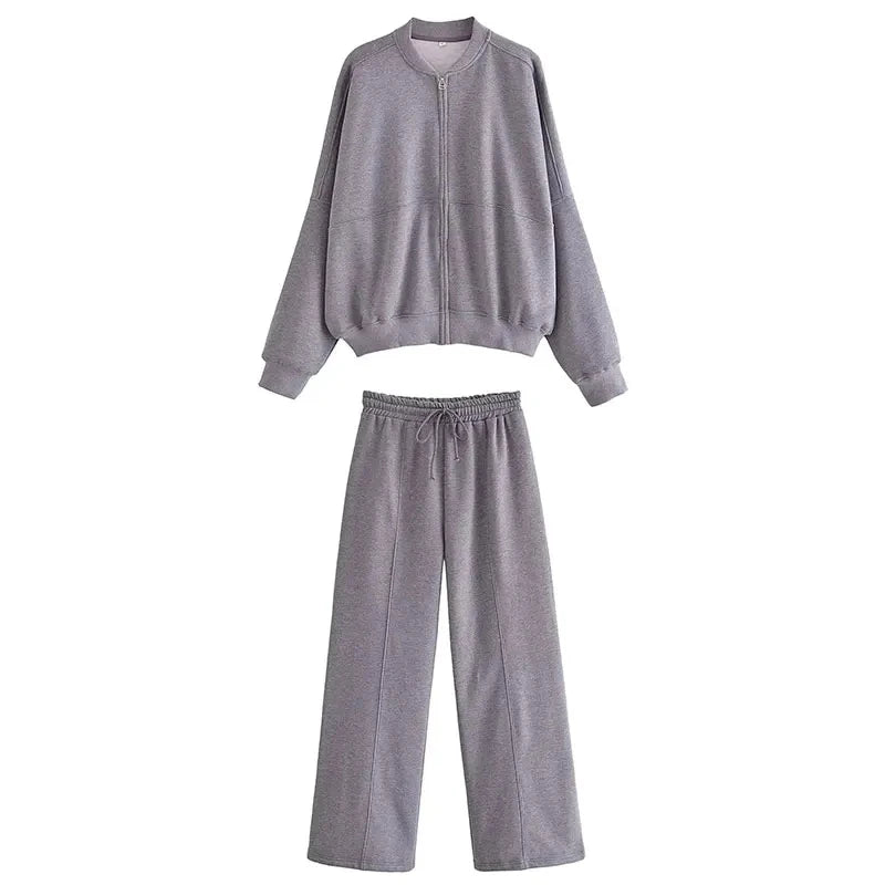 CALORA_ Casual Vrouwen Bomberjas en Broek Joggingspak Set