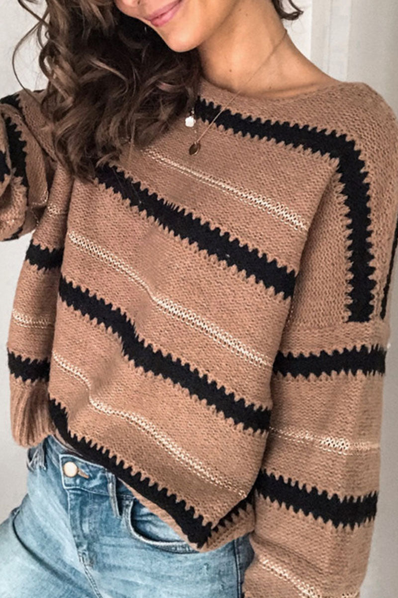 CALORA_ Casual gestreepte truien met ronde hals
