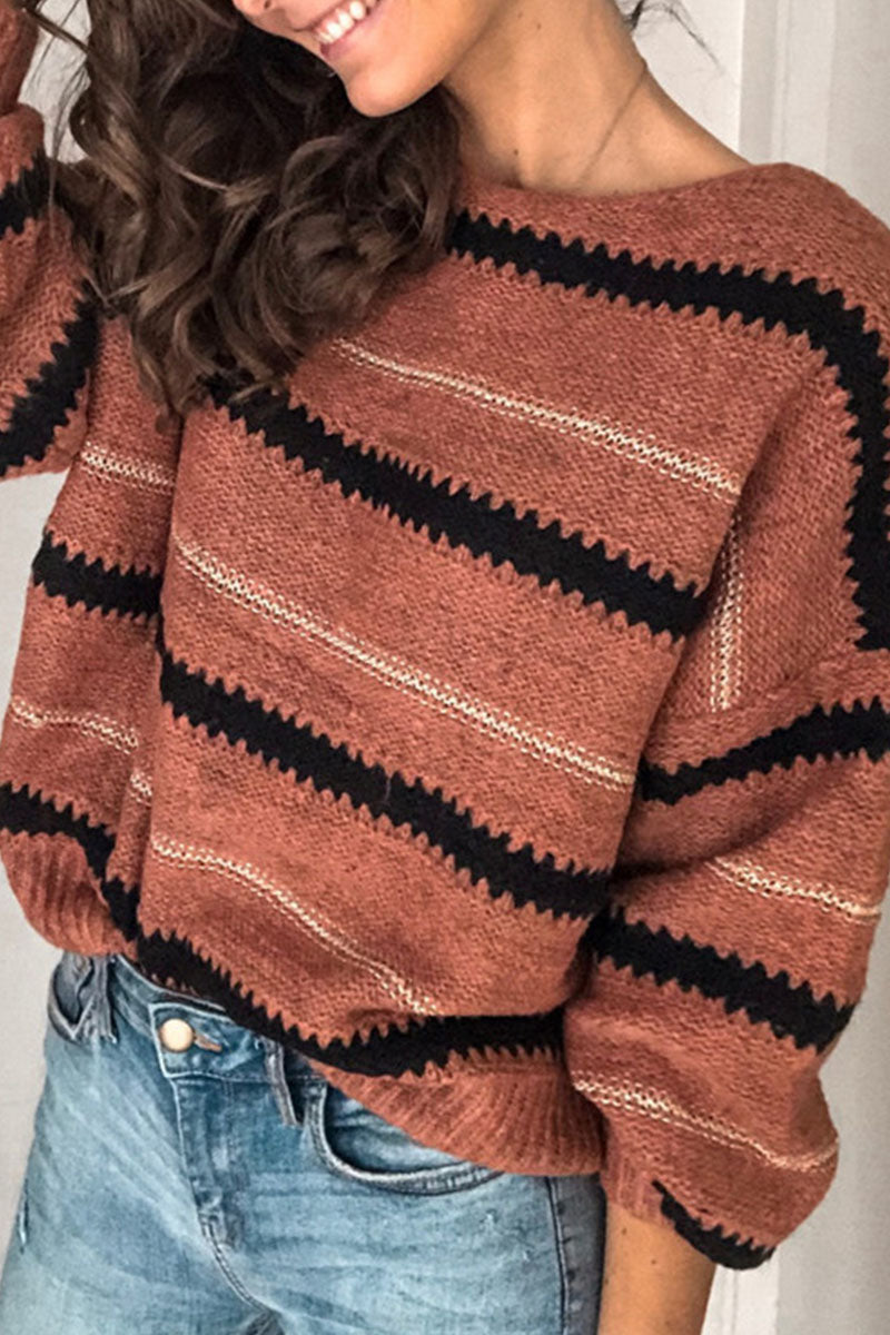 CALORA_ Casual gestreepte truien met ronde hals