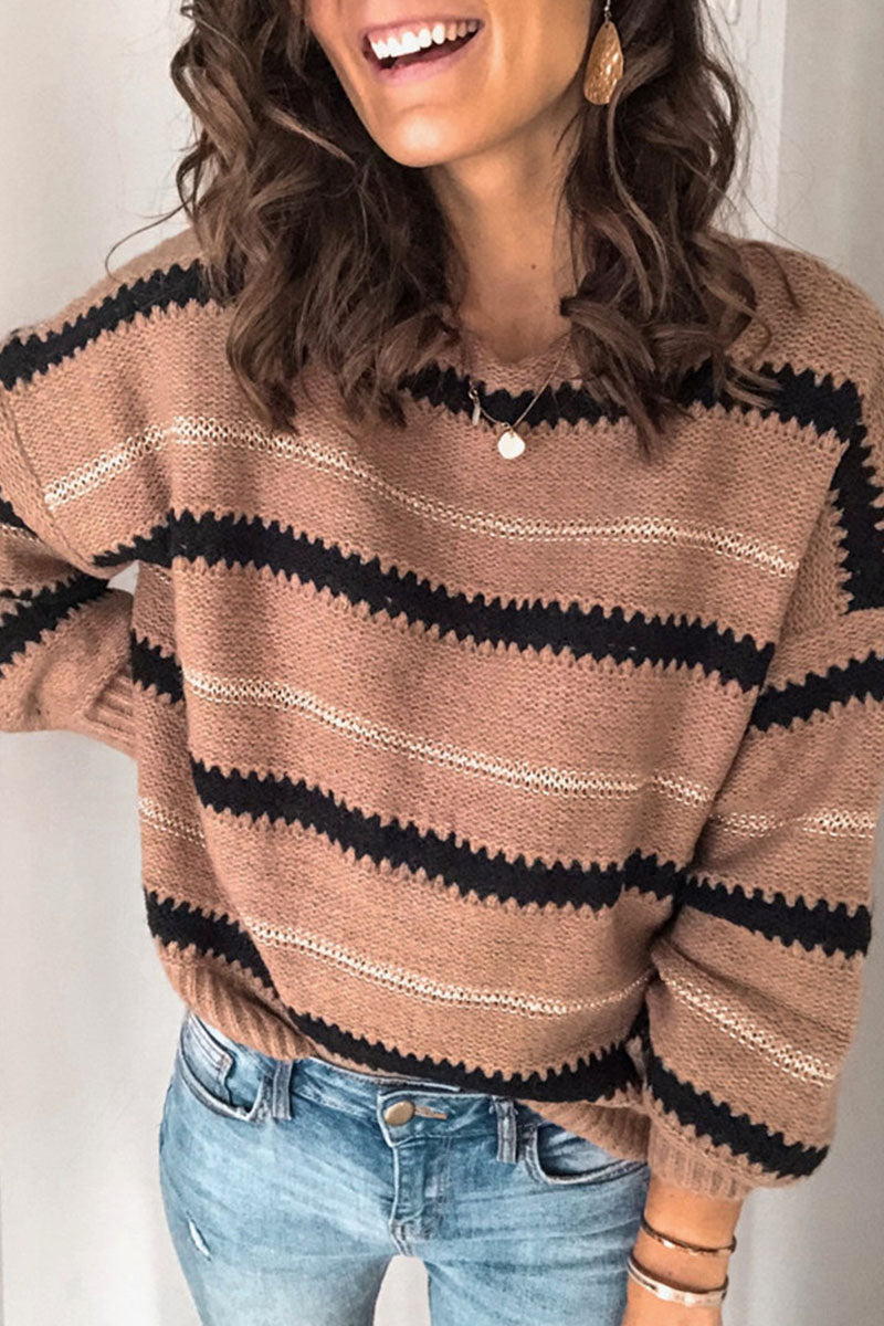 CALORA_ Casual gestreepte truien met ronde hals