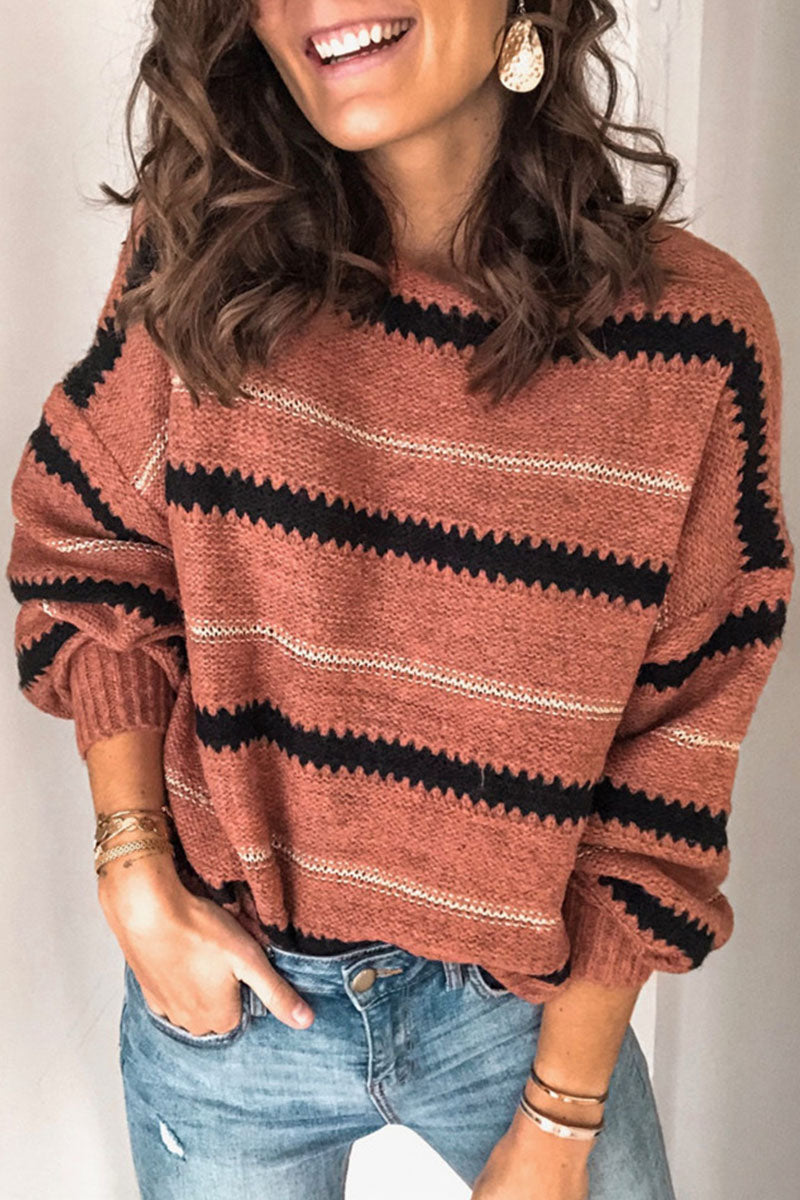 CALORA_ Casual gestreepte truien met ronde hals