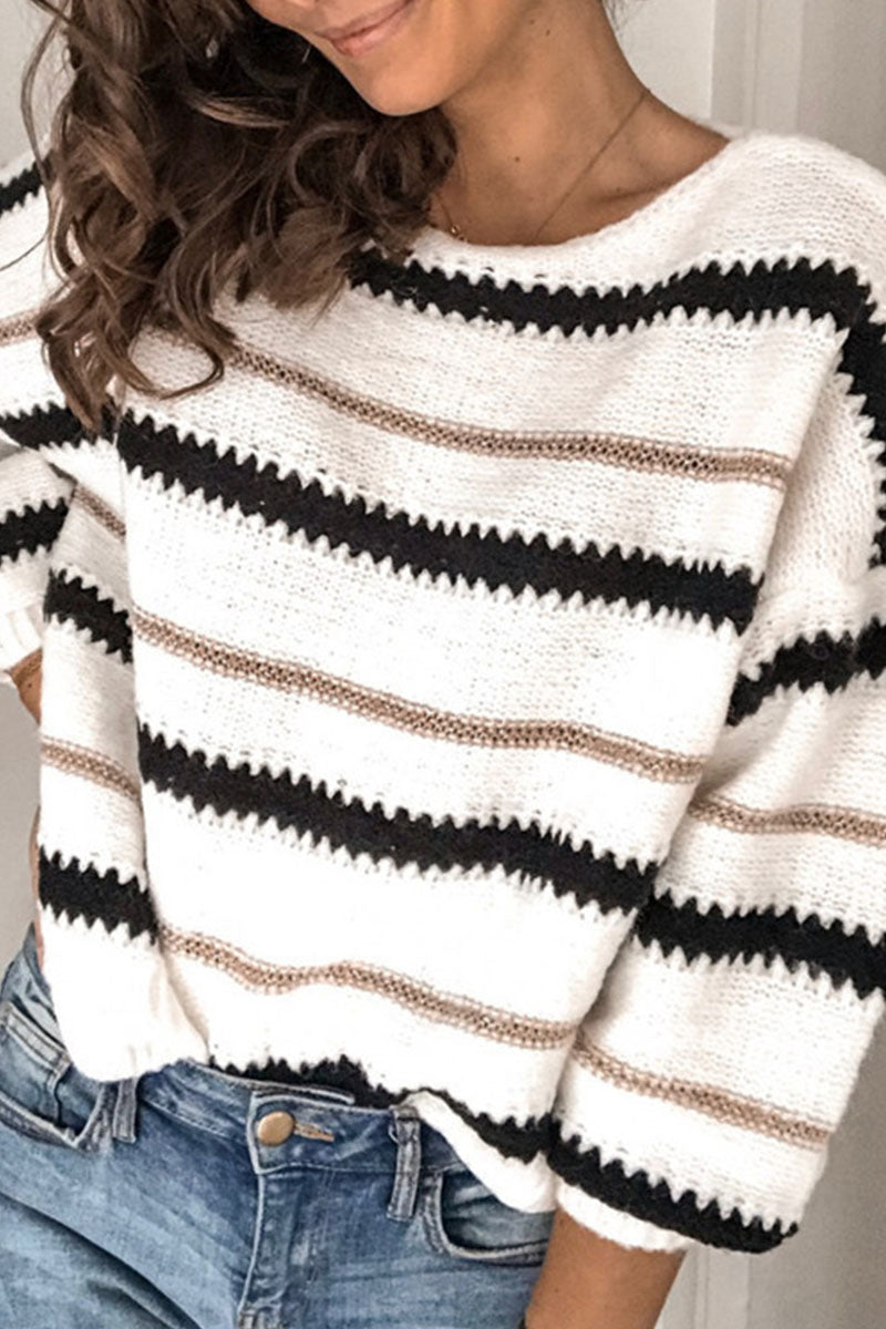 CALORA_ Casual gestreepte truien met ronde hals