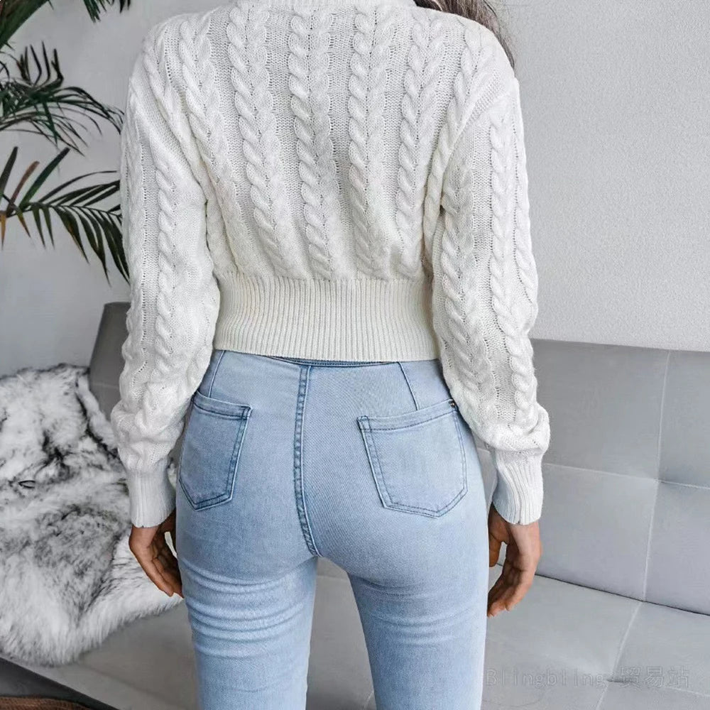 CALORA_ Casual winter basics gebreide crop top trui voor dames