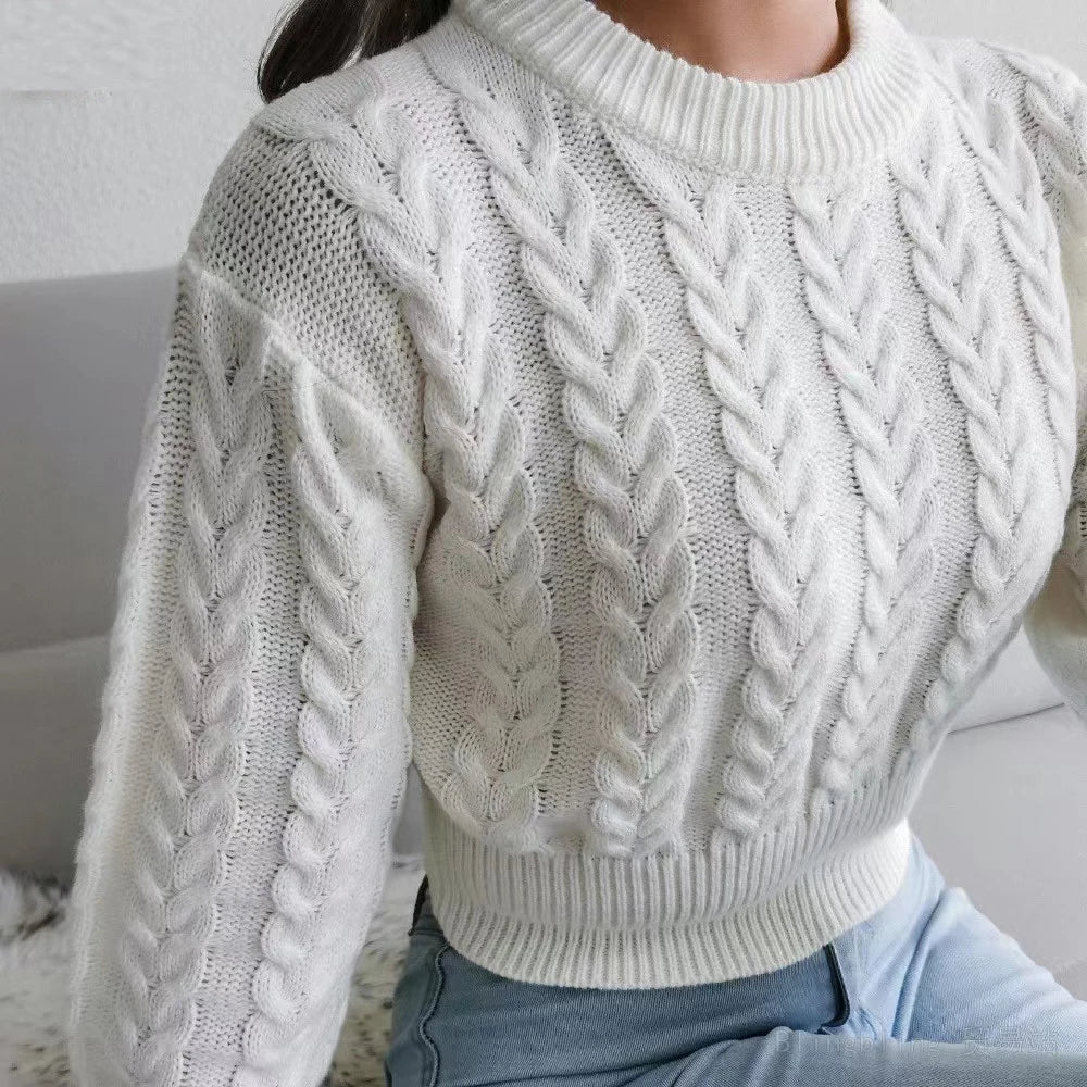 CALORA_ Casual winter basics gebreide crop top trui voor dames