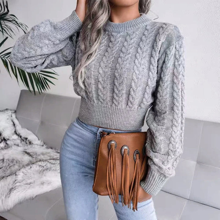 CALORA_ Casual winter basics gebreide crop top trui voor dames