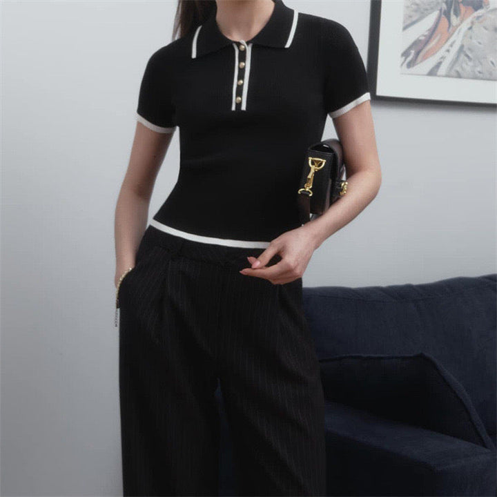 CALORA_ Chique Gebreide Polo voor Dames