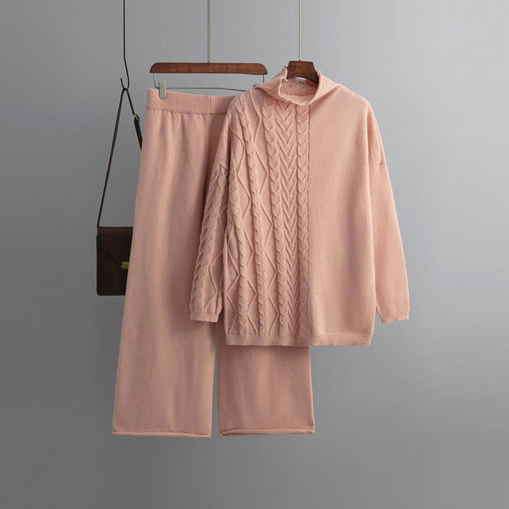 CALORA_ Chique wijde broek lange mouwen trui 2-delige set
