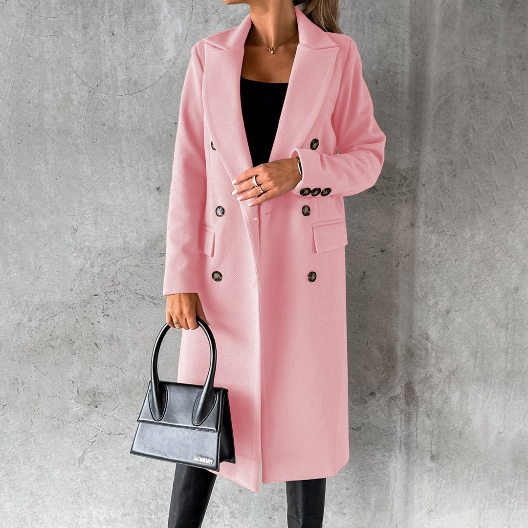 CALORA_ Clare | Dames winter trenchcoat met dubbele rij knopen