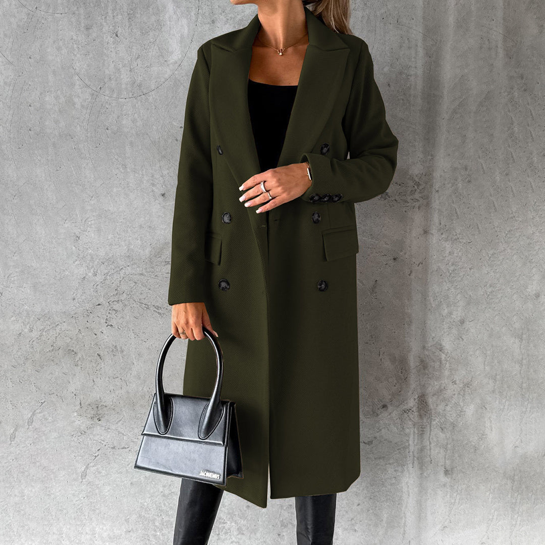 CALORA_ Clare | Dames winter trenchcoat met dubbele rij knopen