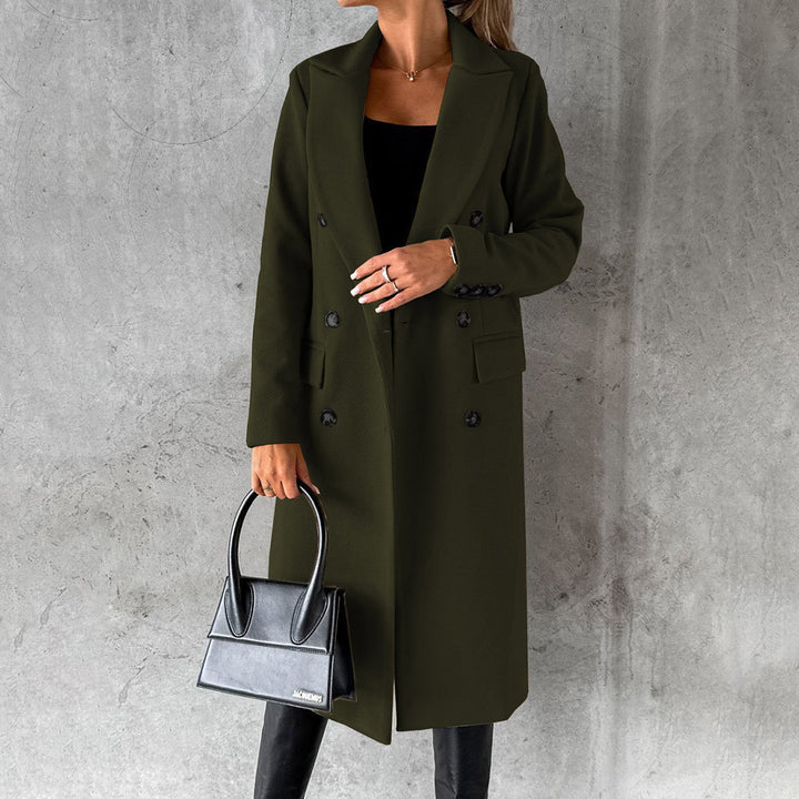 CALORA_ Clare | Dames winter trenchcoat met dubbele rij knopen