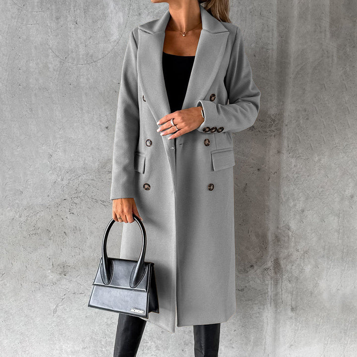 CALORA_ Clare | Dames winter trenchcoat met dubbele rij knopen