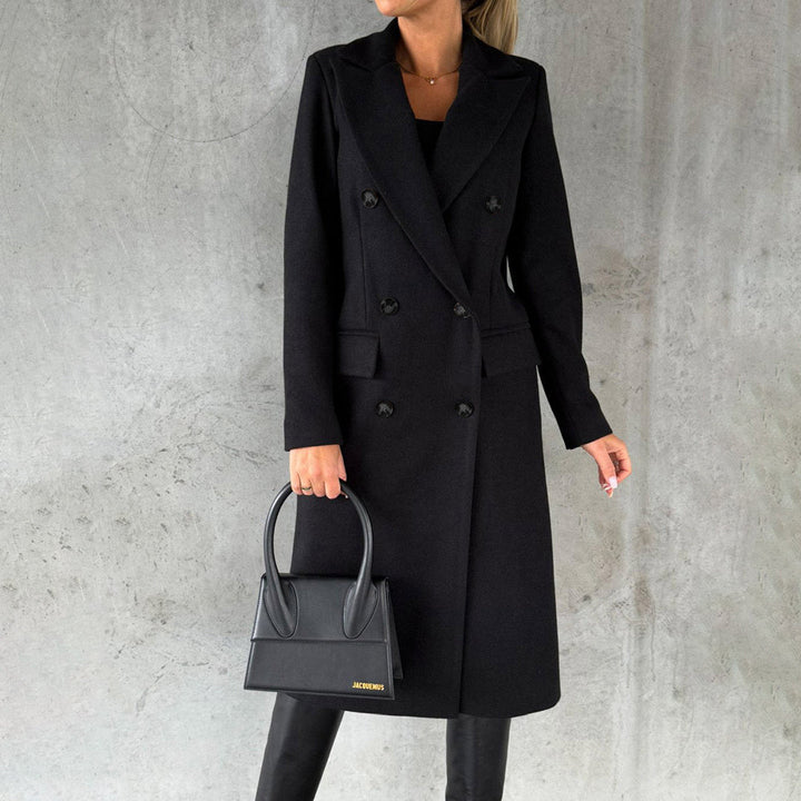 CALORA_ Clare | Dames winter trenchcoat met dubbele rij knopen