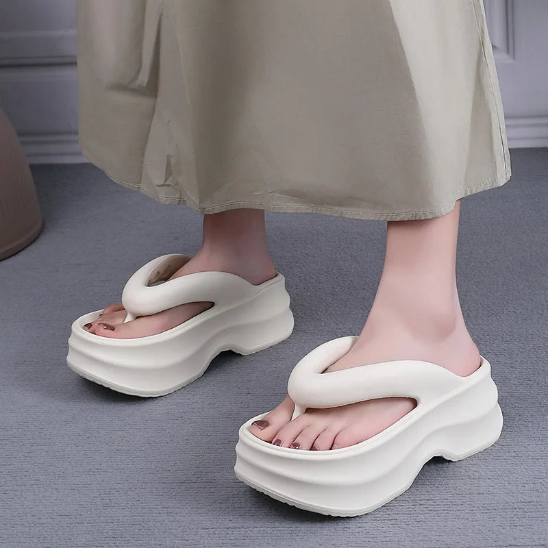 CALORA_ Comfortabele Antislip Slippers Flip Flops Met Dikke EVA Zool Voor Vrouwen