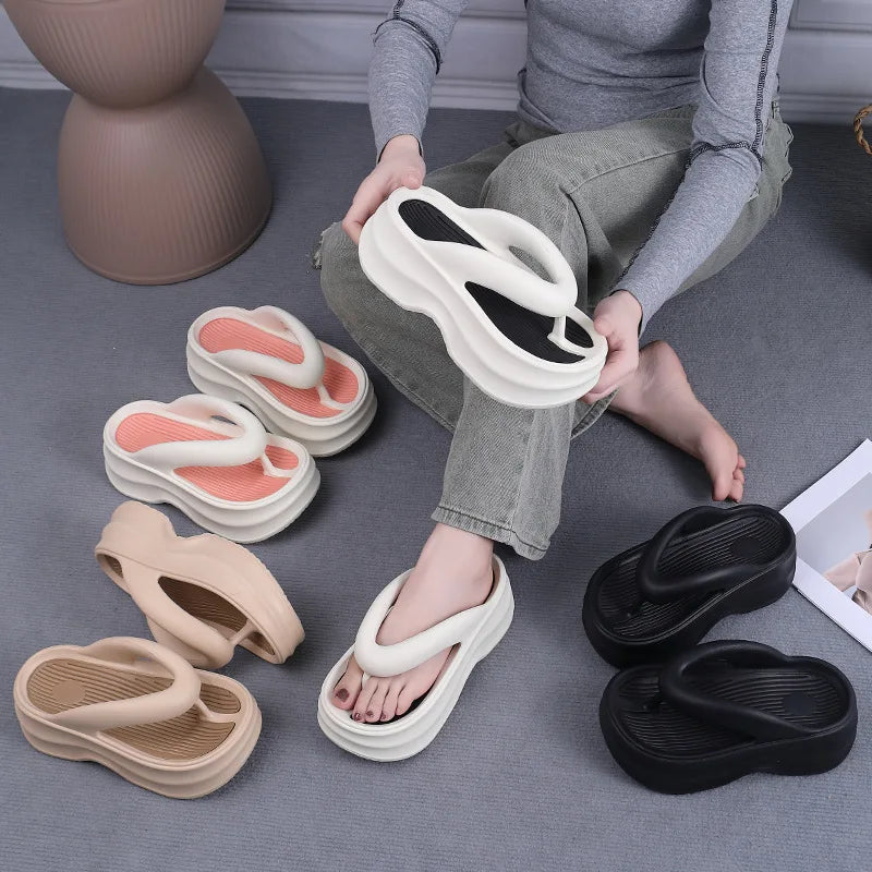 CALORA_ Comfortabele Antislip Slippers Flip Flops Met Dikke EVA Zool Voor Vrouwen