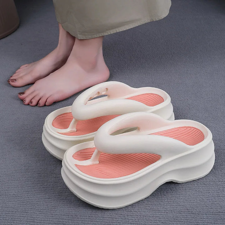 CALORA_ Comfortabele Antislip Slippers Flip Flops Met Dikke EVA Zool Voor Vrouwen