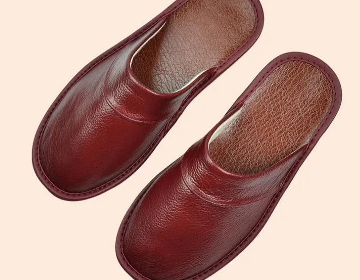 CALORA_ Comfortabele Heren Pantoffels Van Rundleer Voor Dagelijks Gebruik