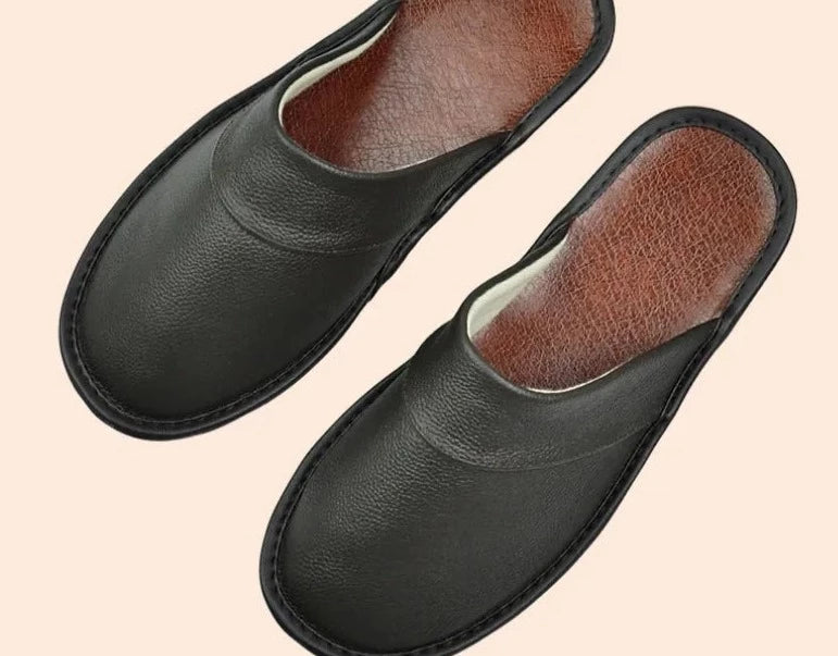 CALORA_ Comfortabele Heren Pantoffels Van Rundleer Voor Dagelijks Gebruik