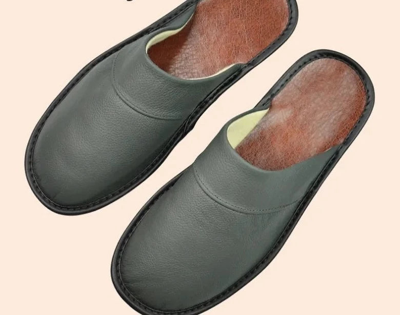 CALORA_ Comfortabele Heren Pantoffels Van Rundleer Voor Dagelijks Gebruik