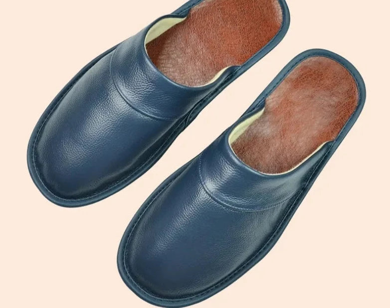 CALORA_ Comfortabele Heren Pantoffels Van Rundleer Voor Dagelijks Gebruik
