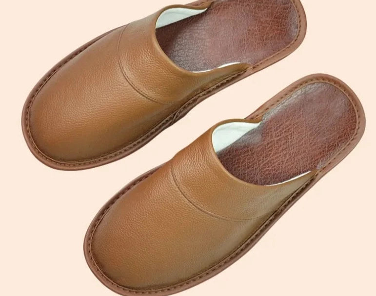 CALORA_ Comfortabele Heren Pantoffels Van Rundleer Voor Dagelijks Gebruik