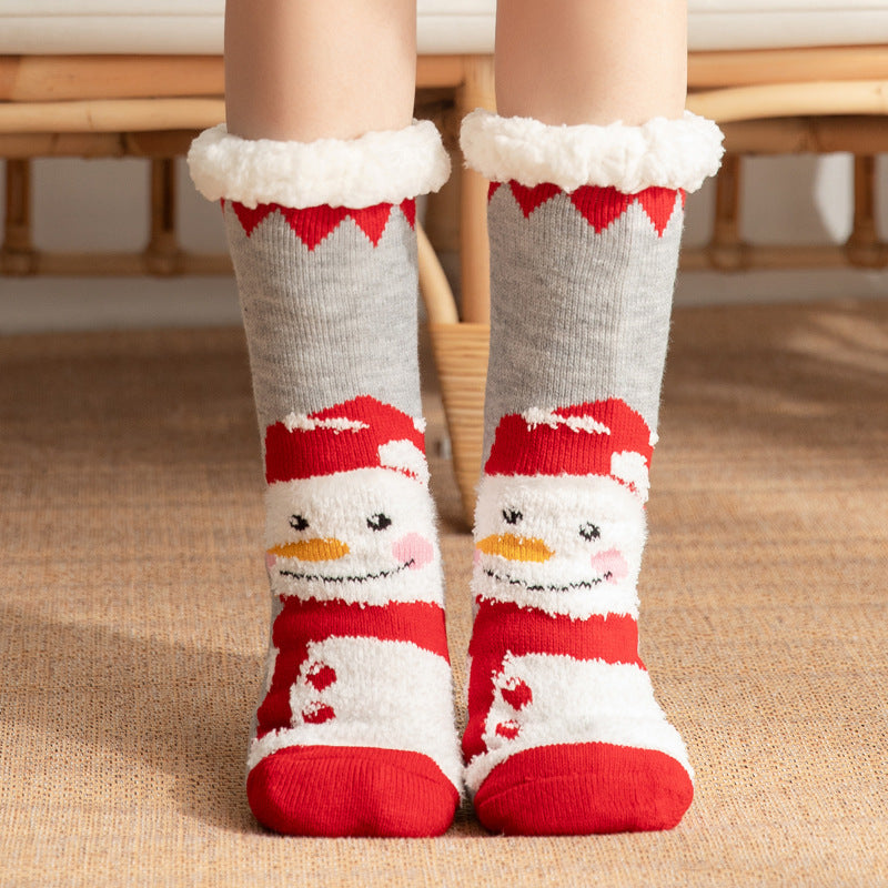 CALORA_ Comfortabele Pluche Sneeuwsokken voor Dames - Warme Winterkerstsokken