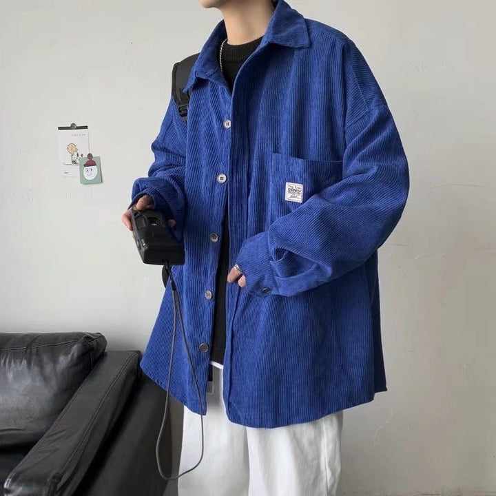 CALORA_ Corduroy overhemd oversized herfstjas met lange mouwen