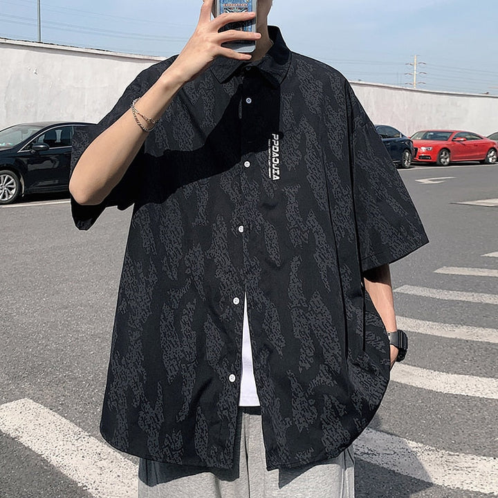 CALORA_ Corduroy overhemd oversized herfstjas met lange mouwen