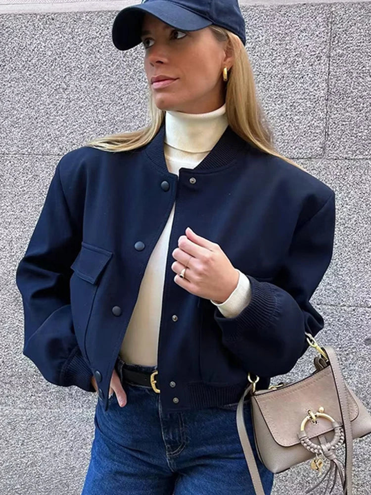 CALORA_ Dames Bomberjas met Rits en Ribbelmanchetten voor Casual Look