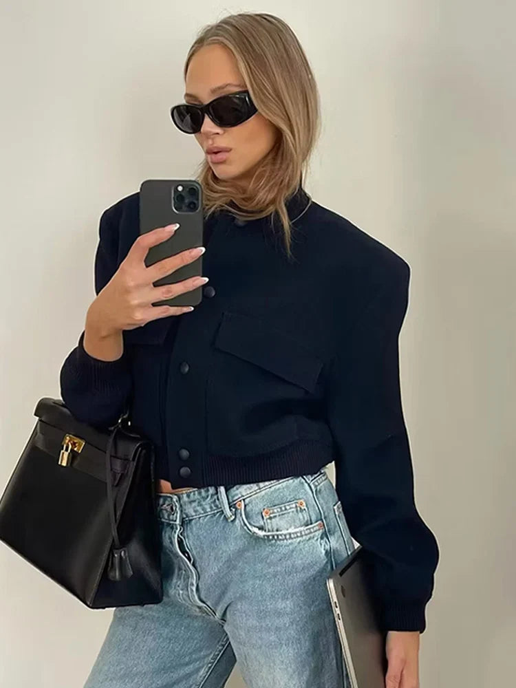 CALORA_ Dames Bomberjas met Rits en Ribbelmanchetten voor Casual Look