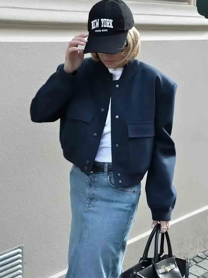 CALORA_ Dames Bomberjas met Rits en Ribbelmanchetten voor Casual Look