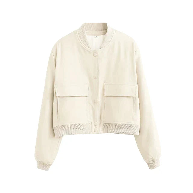 CALORA_ Dames Bomberjas met Rits en Ribbelmanchetten voor Casual Look