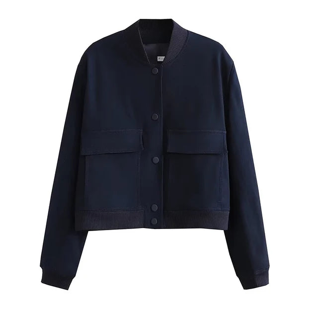 CALORA_ Dames Bomberjas met Rits en Ribbelmanchetten voor Casual Look