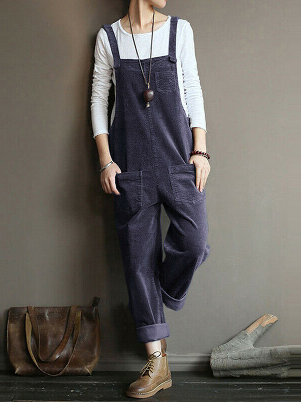CALORA_ Dames Casual Corduroy Overall met Verlaagde Kruis en Slouchy Fit