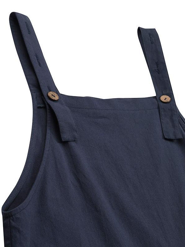 CALORA_ Dames Casual Jumpsuit met Knopen en Verstelbare Bretels