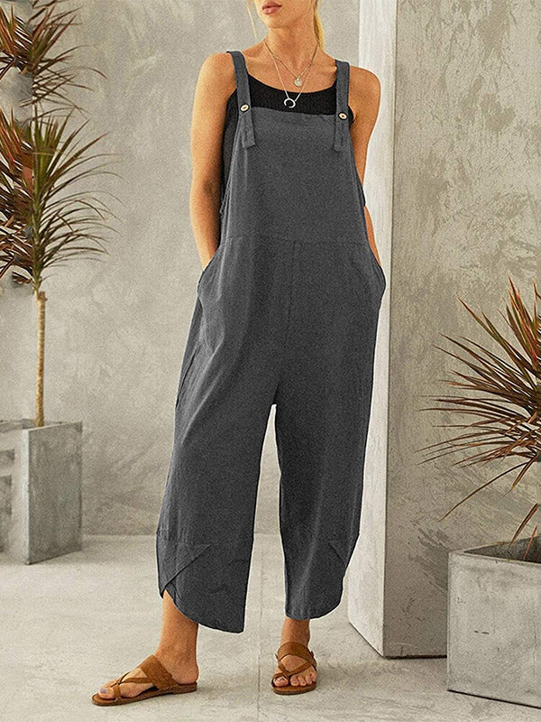 CALORA_ Dames Casual Jumpsuit met Knopen en Verstelbare Bretels