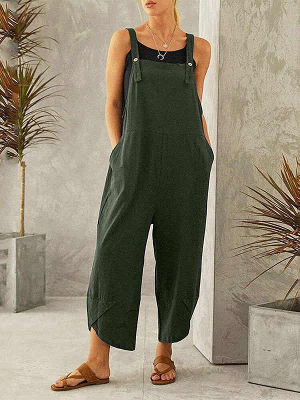 CALORA_ Dames Casual Jumpsuit met Knopen en Verstelbare Bretels