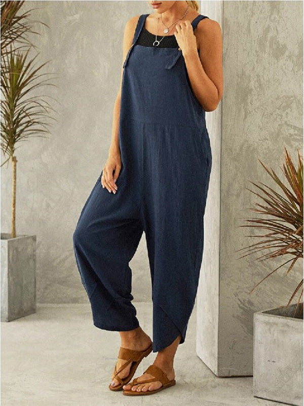 CALORA_ Dames Casual Jumpsuit met Knopen en Verstelbare Bretels