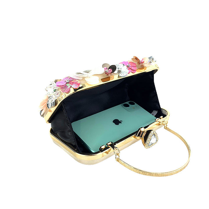 CALORA_ Dames Clutch Tas van Vegan Leer met Goudkleurige Details en Zachte Voering