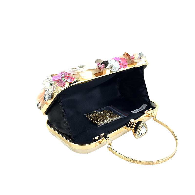 CALORA_ Dames Clutch Tas van Vegan Leer met Goudkleurige Details en Zachte Voering