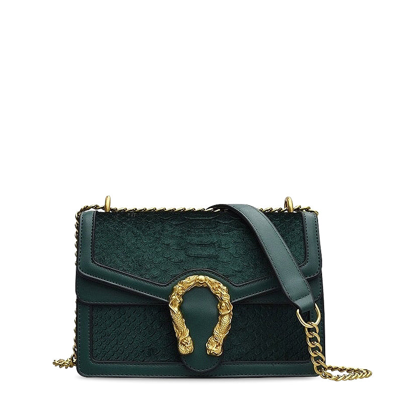 CALORA_ Dames Crossbody Tas van Vegan Leren Met Goudkleurige Details