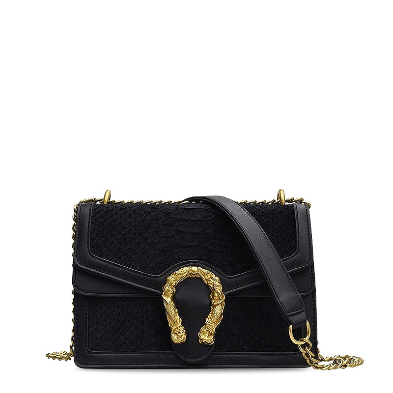 CALORA_ Dames Crossbody Tas van Vegan Leren Met Goudkleurige Details